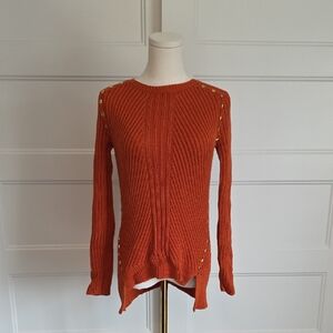Michael Kors Orange Knit Sweater with Gold Details